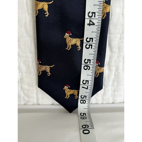Ben Silver Handmade Christmas Dog Tie Navy, Dog w/Red Santa Hat EUC Retail $165 - Picture 5 of 5